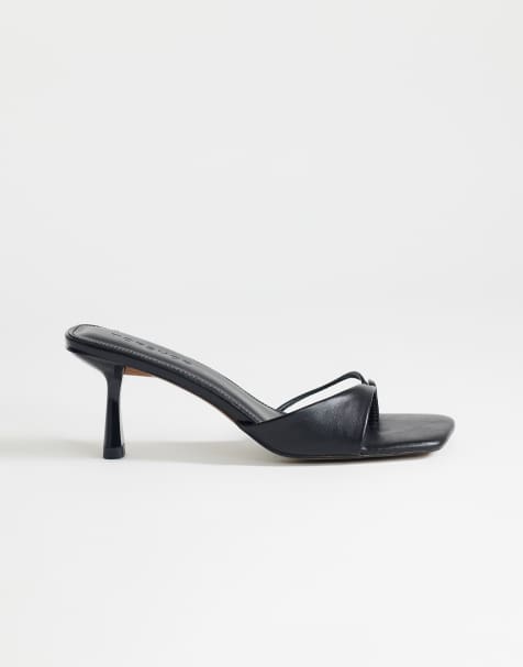 Topshop – Sophie – Asymmetrische Mules in Schwarz mit mittelhohem Absatz - view 1