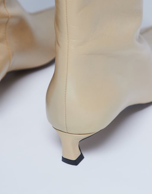 Topshop - Sophie - Bottes à bout pointu en cuir de qualité supérieure - Crème, 3 de 4