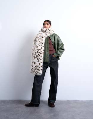 Topshop - Sophie - Écharpe en fausse fourrure motif dalmatien-Blanc