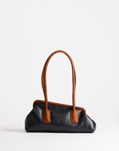 Sophie medium angular shoulder bag in black and tan