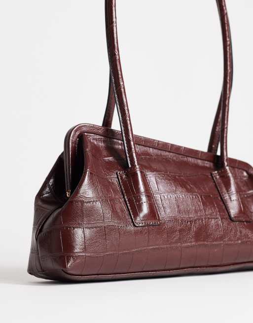 Topshop Sophie medium angular shoulder bag in chocolate, 3 of 4