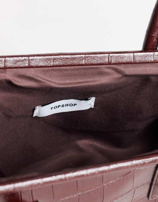 Topshop Sophie medium angular shoulder bag in chocolate, 4 of 4