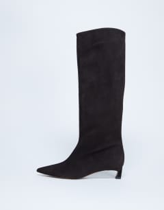 Sophie Premium leather point toe knee high boot in chocolate