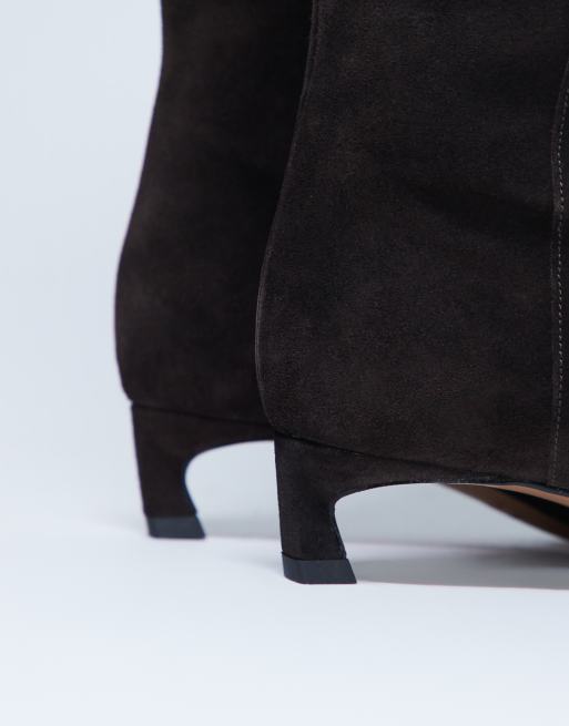 Topshop Sophie Premium suede leather pointed toe knee high boots in chocolate, 2 of 4