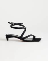 Topshop Sophie strappy mid heel sandal in black print hair on real leather