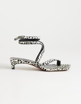 Topshop Sophie strappy mid heel sandal in dalmatian print hair on real leather