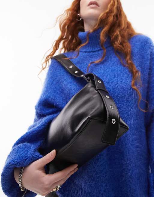 Topshop – Sophie – Svart axelväska med lock