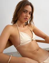 Topshop Sophie triangle bikini top with hardware in off white