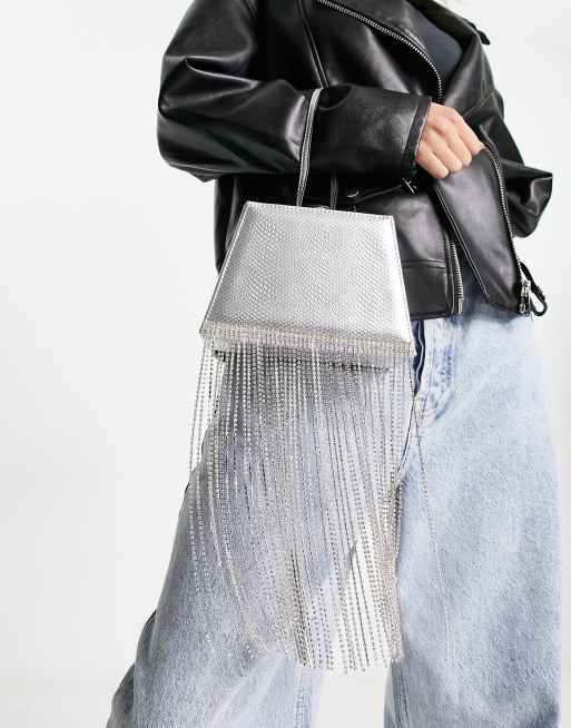 Topshop - Sorcha - Tas met kwastjes van siersteentjes in zilver