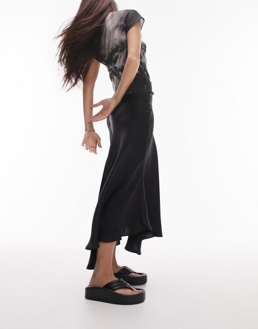 Topshop - Sort asymmetrisk midinederdel med havfruesnit, 2 af 4