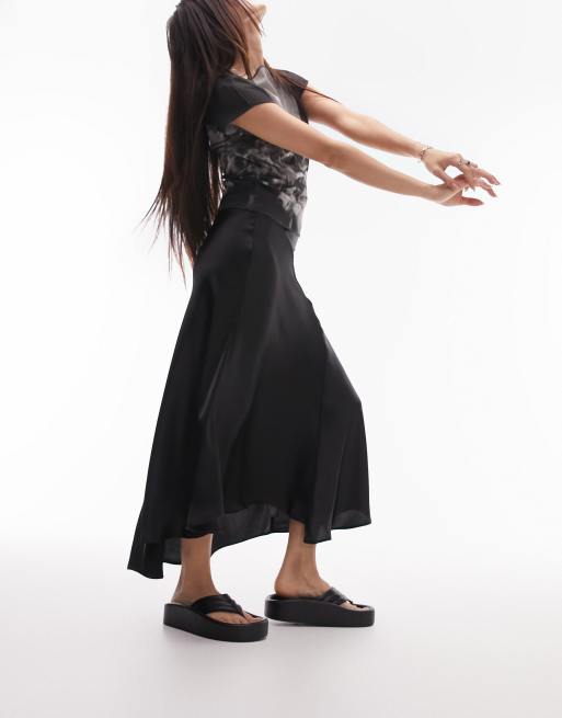 Topshop - Sort asymmetrisk midinederdel med havfruesnit, 4 af 4