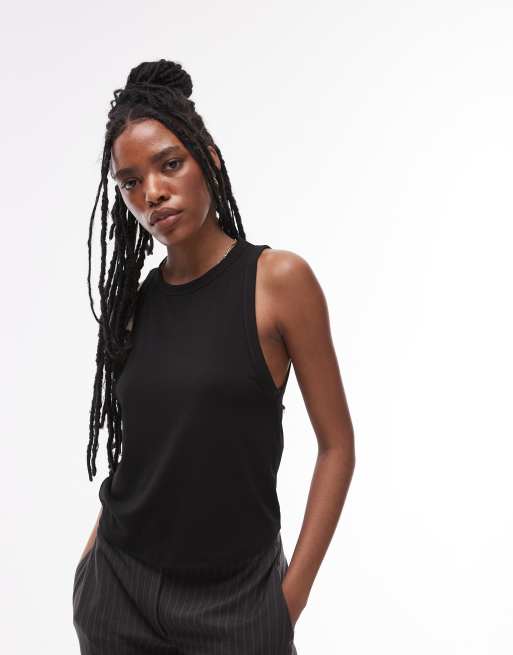 Topshop - Sort blød tanktop i løstsiddende pasform
