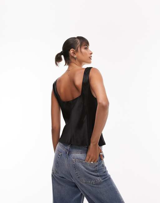 Topshop - Sort cami-top med firkantet hals, 4 af 4