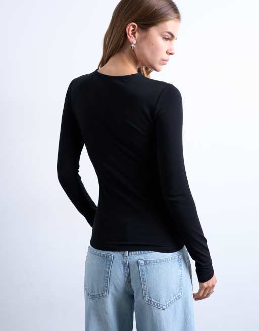 Topshop - Sort enkel langærmet top, 3 af 4