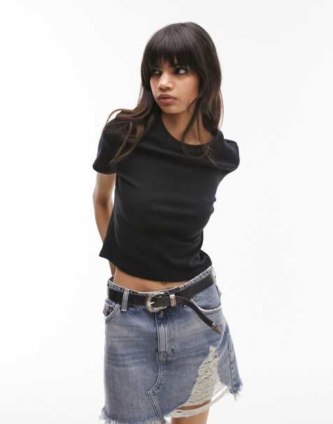 Topshop - Sort krympet basis-T-shirt - view 1