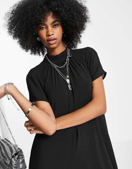 Topshop - Sort maxikjole med bindebånd i halsen og peplumkant, 3 af 4