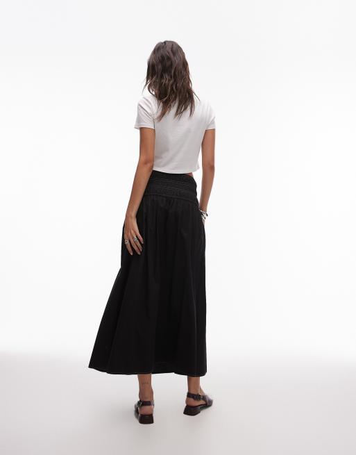 Topshop - Sort maxinederdel med smock-talje og hvide topsyninger, 5 af 5