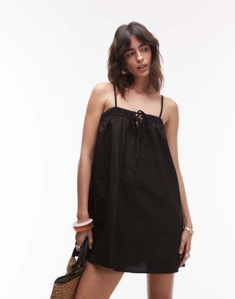 Topshop - Sort mini-solkjole i poplin - view 1