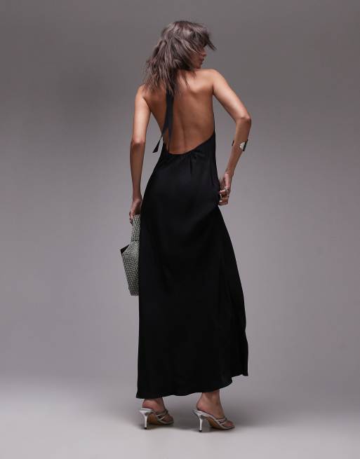 Topshop - Sort og afslappet halterneck-maxikjole