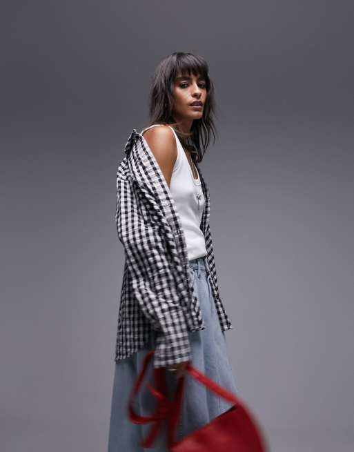 Topshop - Sort og hvid gingham-skjorte