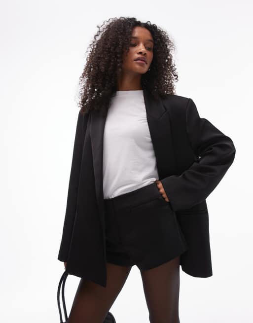 Topshop - Sort oversized blazer i satin