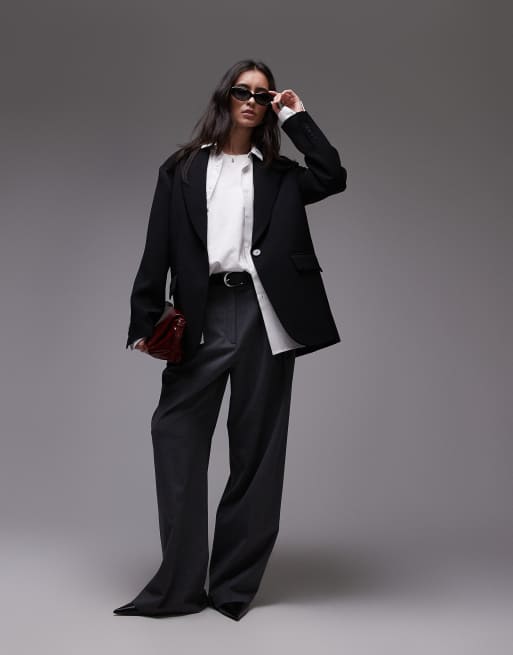 Topshop - Sort oversized løstsiddende blazer - Del af sæt