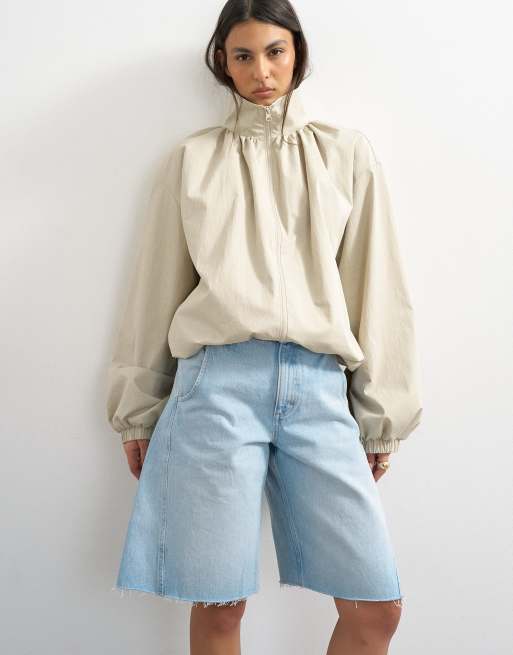 Topshop - Sort plisseret anorak med ståkrave