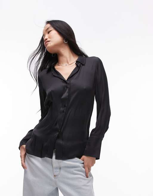 Topshop - Sort satinskjorte