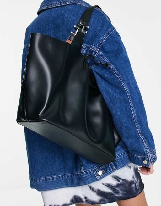 Topshop - Sort skuldertote i PU, 2 af 4