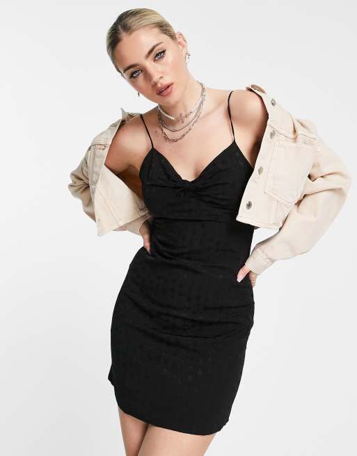 Topshop - Sort slip-minikjole med stjerner i jacquard 