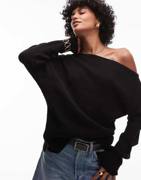 Topshop - Sort strikket offshoulder-top - view 1