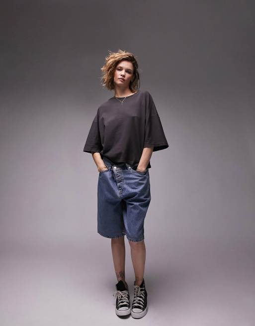 Topshop - Sort T-shirt med korte ærmer i firkantet pasform, 4 af 4