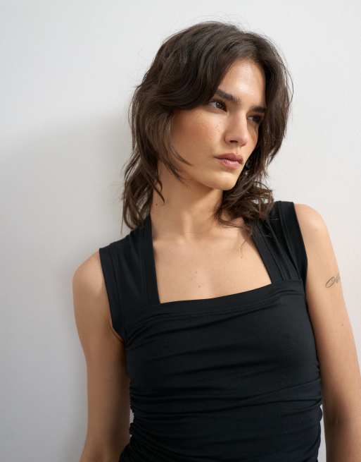 Topshop - Sort tanktop med firkantet halsudskæring, 4 af 4