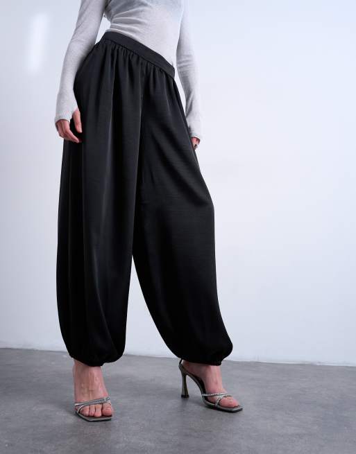 Topshop - Sorte ballonbukser i satin med bred taljebånd - Del af sæt, 5 af 5