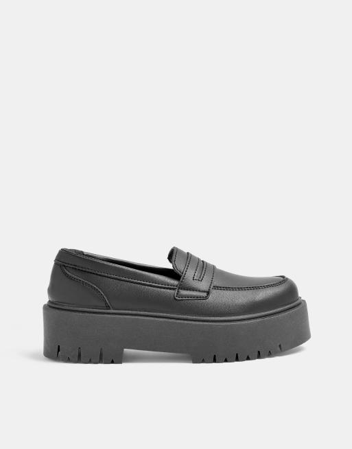 Topshop - Sorte flatform-loafers