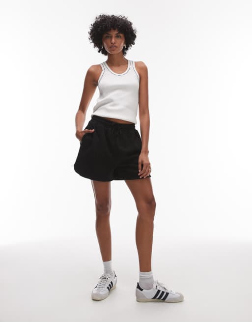 Topshop - Sorte joggingshorts med pintuck