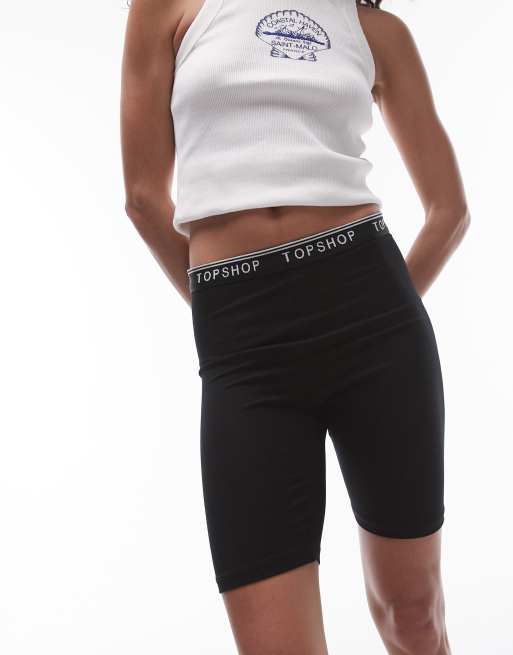 Topshop - Sorte leggingsshorts med branding