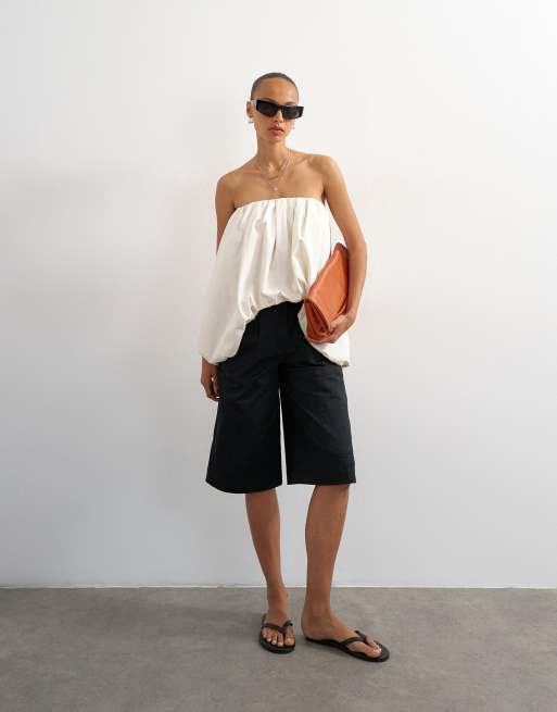 Topshop - Sorte longline-cargoshorts i bermuda-stil