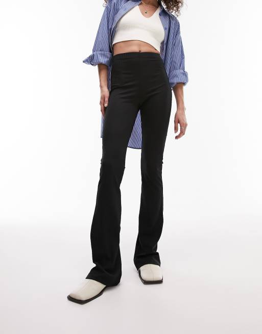 Topshop - Sorte ribstrikkede skinny-bukser med svaj