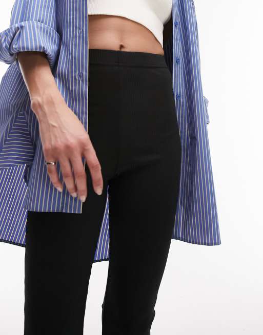Topshop - Sorte ribstrikkede skinny-bukser med svaj, 2 af 4