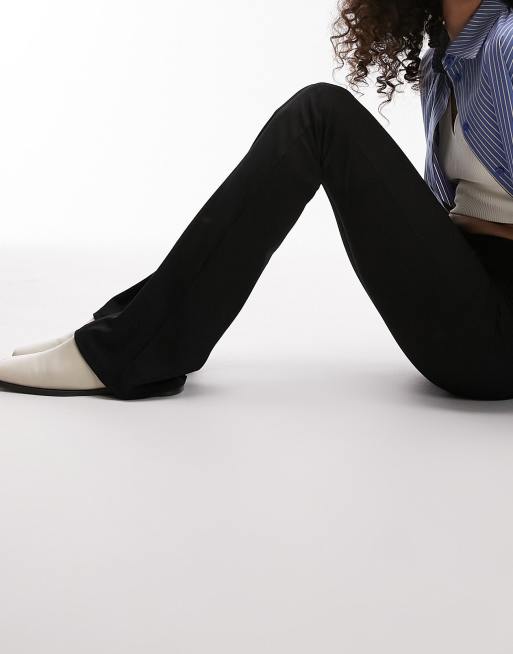 Topshop - Sorte ribstrikkede skinny-bukser med svaj, 3 af 4