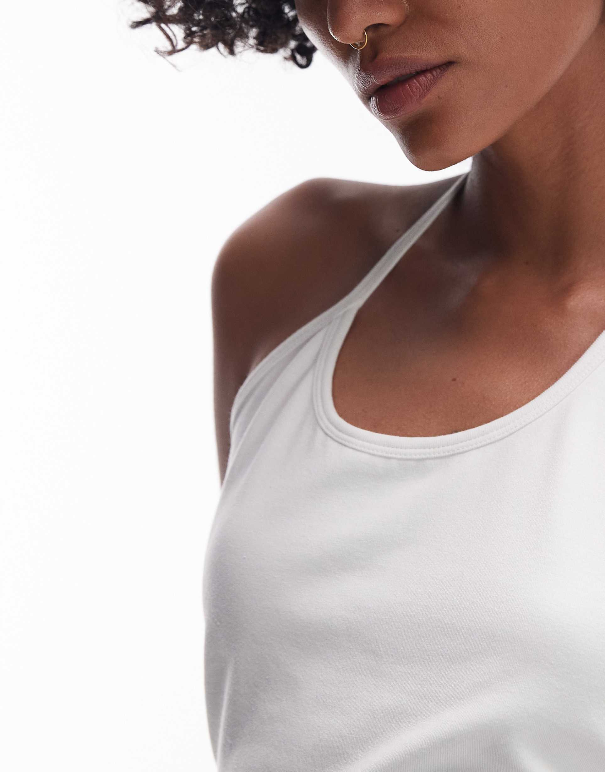 topshop spaghetti strap halter neck top in white