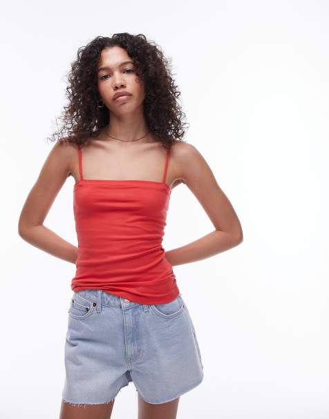 Topshop spaghetti strap tube top in red - view 1