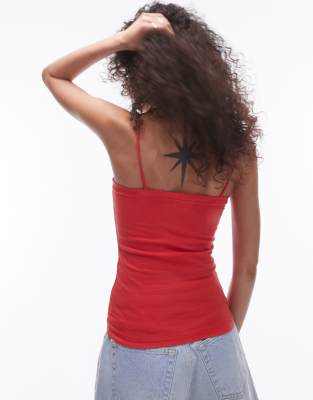 Topshop spaghetti strap tube top in red | ASOS