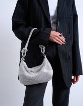 Topshop Sparkles diamante shoulder bag in silver