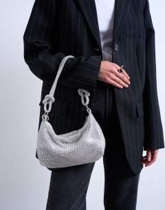Sparkles diamante shoulder bag in silver