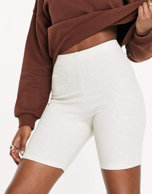Topshop speckled rib legging shorts in stone (part of a set)