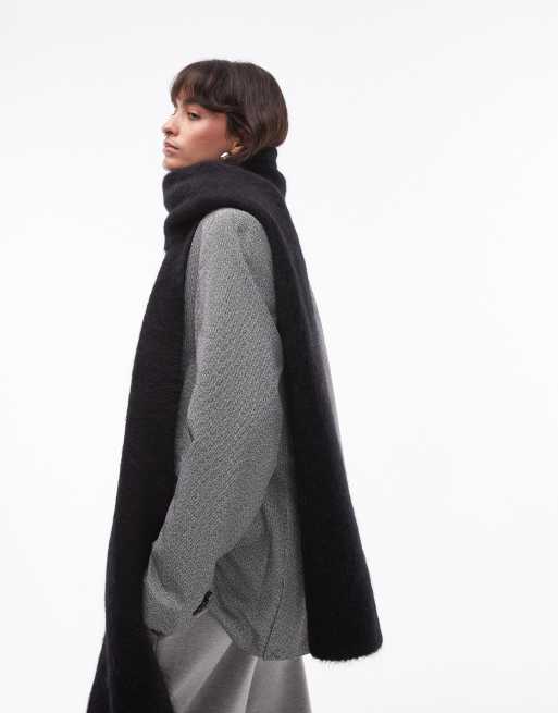 Topshop - Spencer - Écharpe de qualité supérieure en alpaga mélangé - Noir, 3 de 4