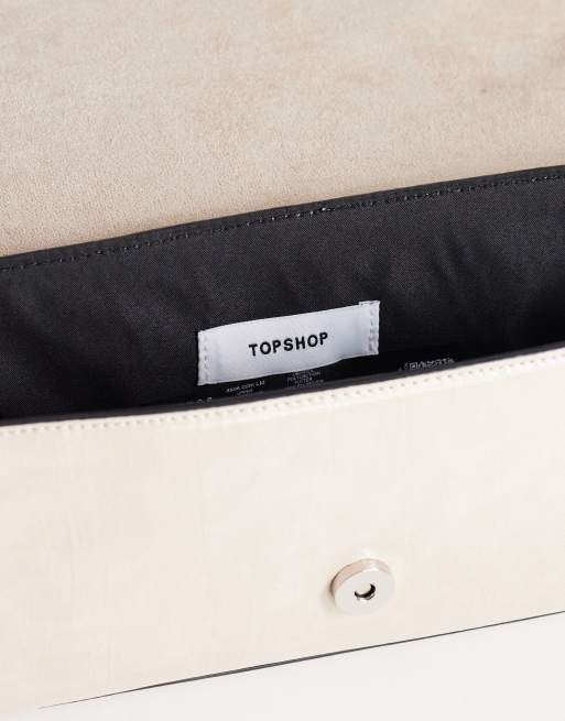 Topshop Spencer medium strap detail shoulder bag in stone, 4 of 4