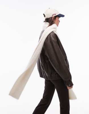 Topshop Topshop Spencer Premium alpaca mix scarf in cream-White